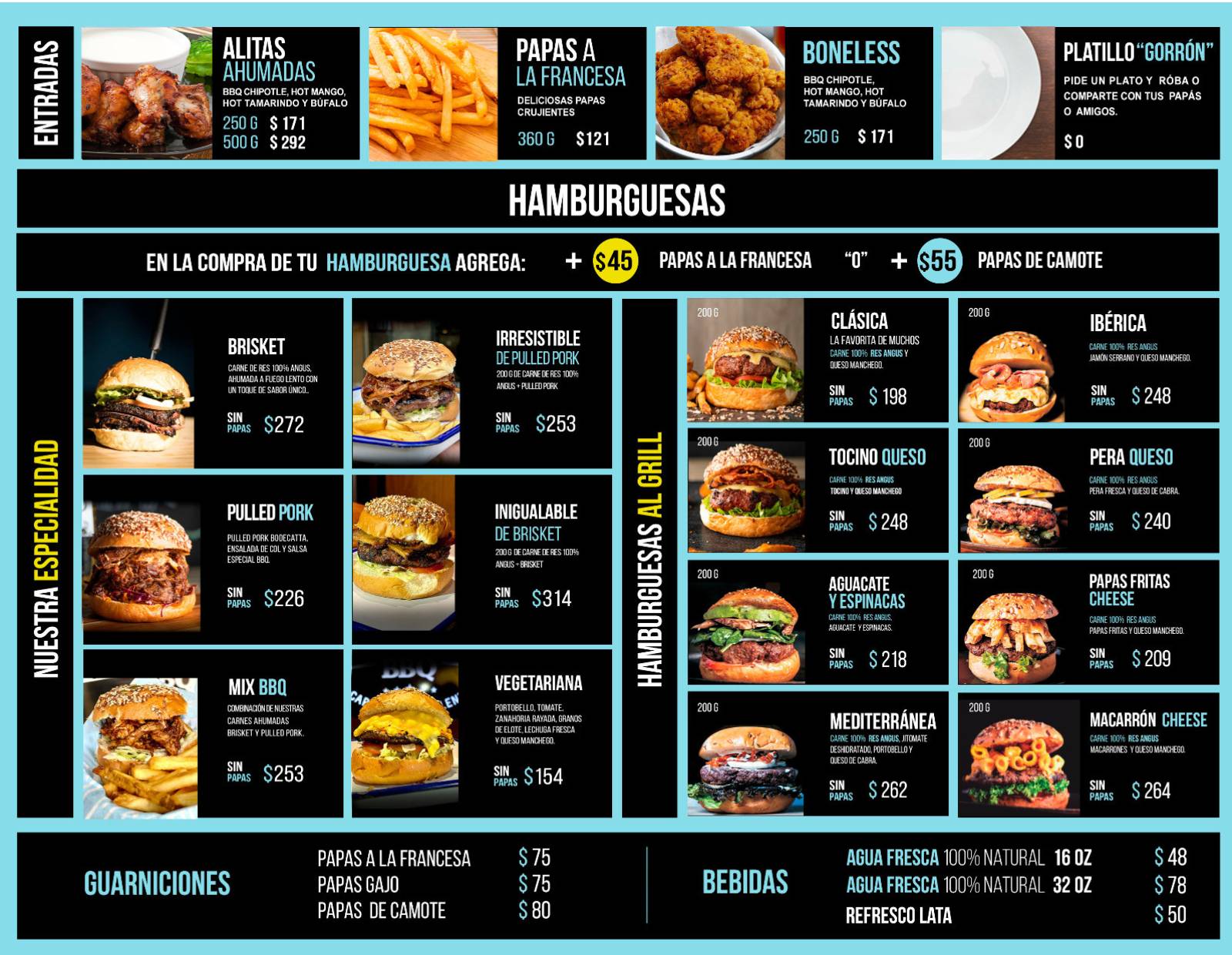 Menu Bodecatta BBQ sucursal WTC