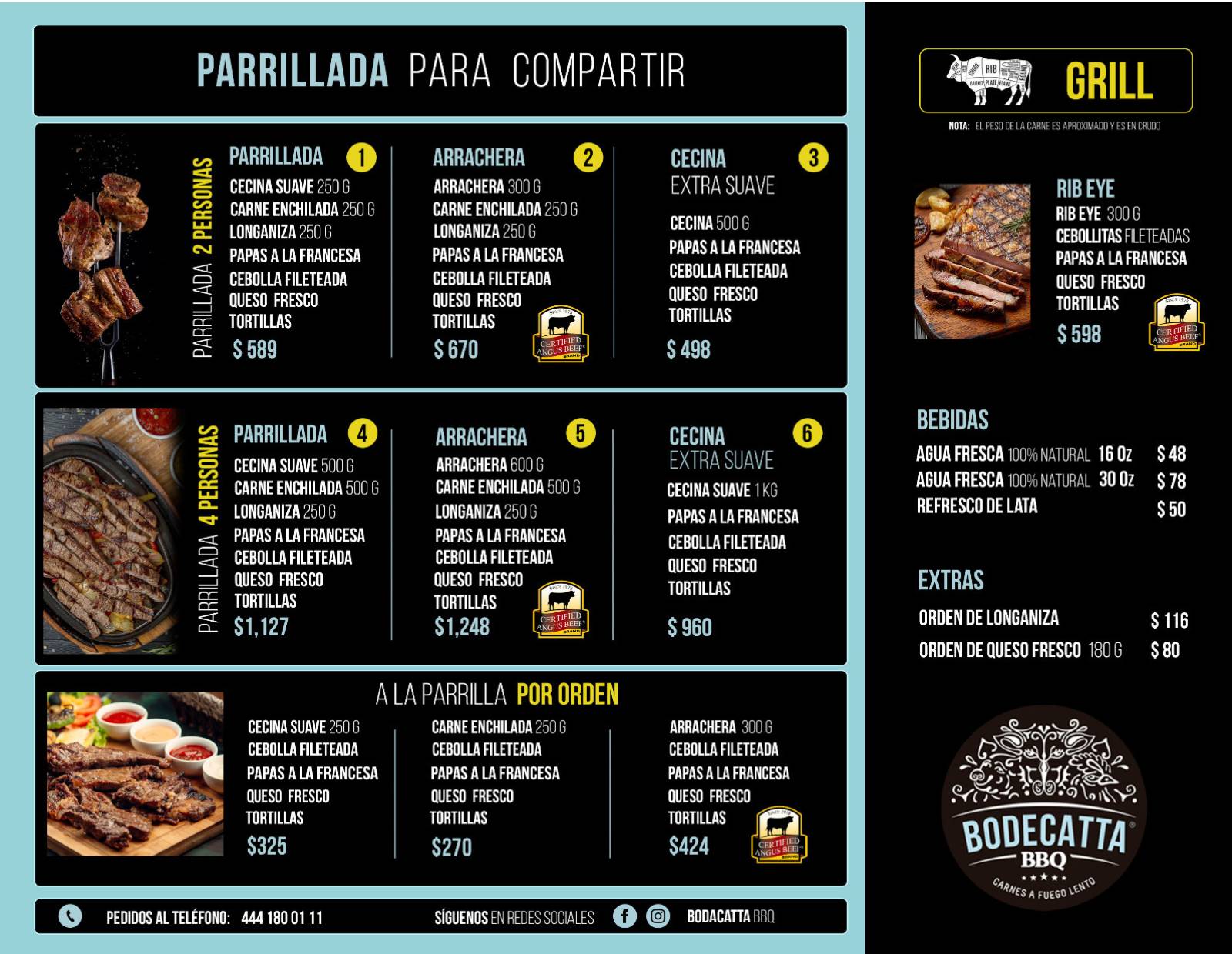 Menu Bodecatta BBQ sucursal WTC